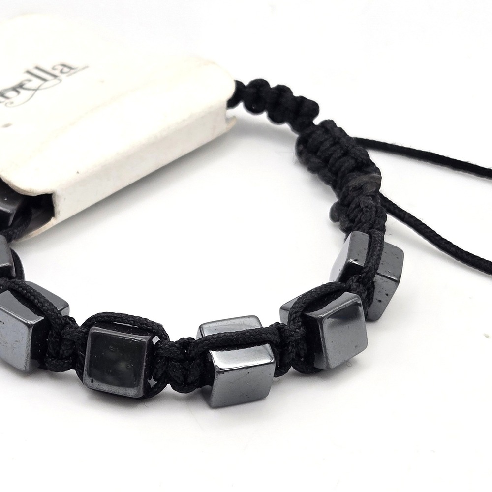 Isabella Adjustable Hematite Cube Bead Bracelet And Silver Tone Aluminum‎ Black - Picture 6 of 8